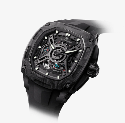 Мъжки часовник TSAR BOMBA Dark Matter 5 Carbon Fiber - TB8605-04 Black